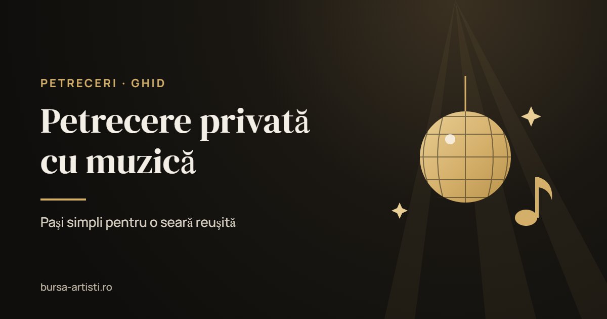 Ilustrație cu glob disco și note muzicale – petrecere privată cu muzică