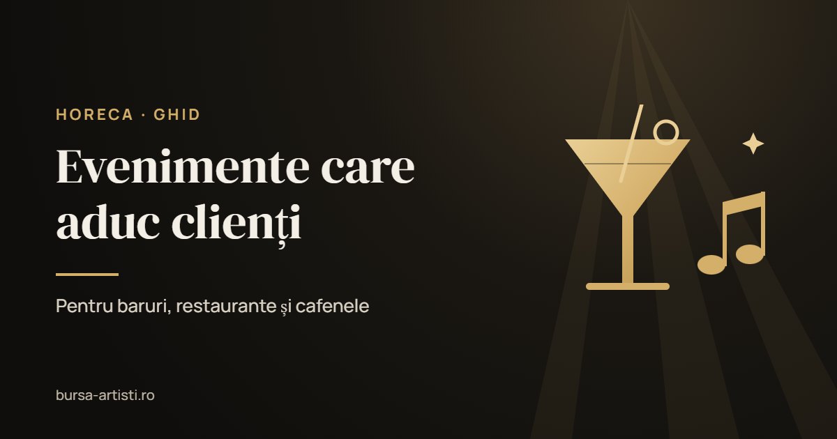 Ilustrație cu un pahar de cocktail și note muzicale – evenimente cu artiști pentru baruri și restaurante
